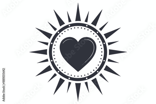 A cheerful sun with a heart at its center, symbolizing love and optimistic outlook.