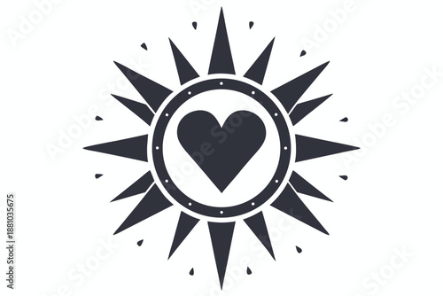 Conceptual sun with a heart shape at its core, signifying warmth and positive emotions.