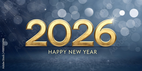 2026 Happy New Year Greeting Card Gold