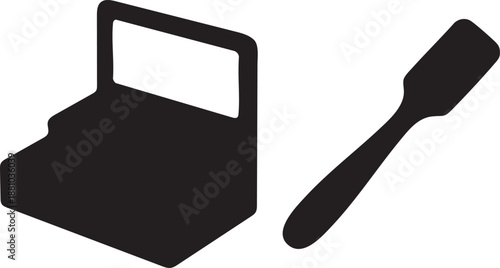 Cosmetic Makeup Box Organizer with Beauty Products Icon Silhouette