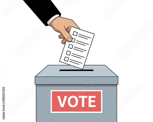 Hand Casting Vote into Ballot Box for Election Day