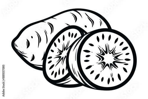 Sweet Potato Interior Exposed: Detailed Cross-Section of a Healthy Root Vegetable