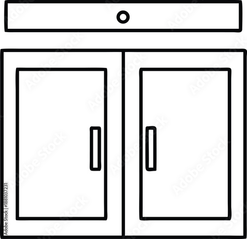 Kitchen Cabinet Outline Interior Furniture Storage Cupboard Home Decor Vector Illustration