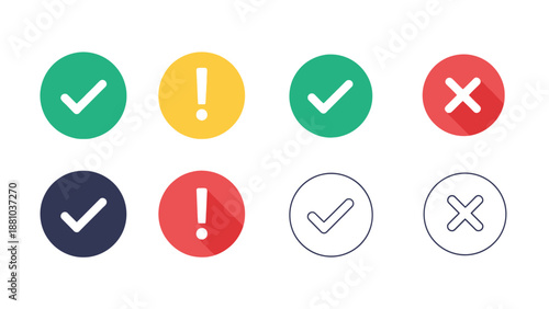 a collection of eight circular icons in different colors and styles