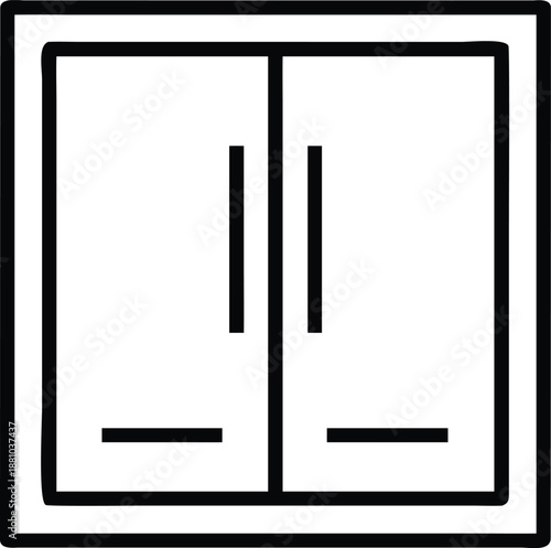 Bathroom Cabinet Outline Furniture Storage Interior Vanity Vector Illustration