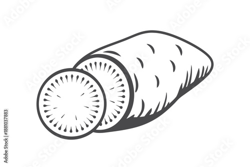 Exposed Raw Sweet Potato Interior Structure Macro Black and White