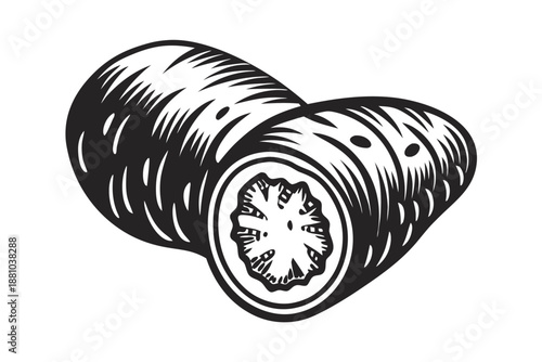 Macro Photography of Sweet Potato Interior Texture Black and White