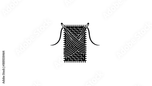 Woven Basket Icon with Threads