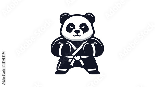 Cartoon panda bear in martial arts uniform on a white background vector illustration