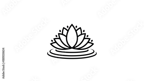 Lotus Flower Line Art Logo