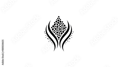 Abstract organic shape with dots and curves