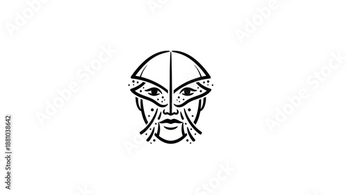 Stylized Face with Mask Illustration
