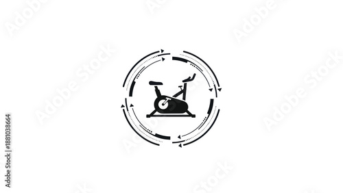 Spin bike icon with circular arrows
