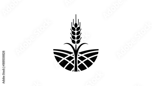 Wheat stalk over stylized field
