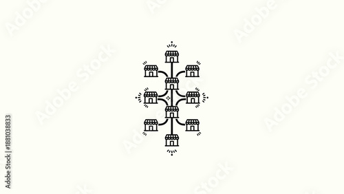 Franchise network diagram with shops