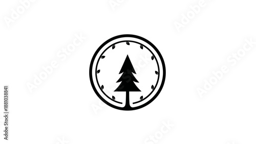 Stylized Evergreen Tree Inside Circle Logo
