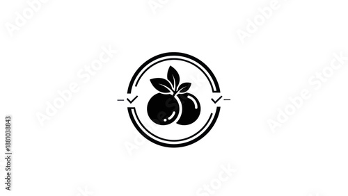 Stylized Oranges with Leaves in Circle Emblem