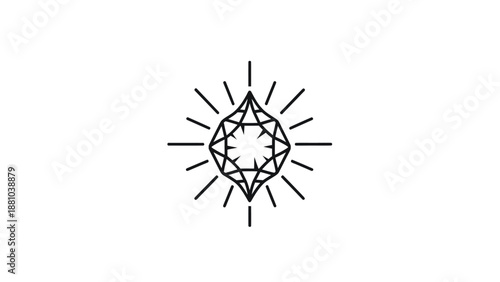 Geometric Gemstone Logo with Light Rays