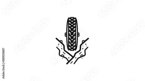 Tire on rough terrain illustration
