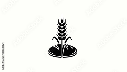 Wheat stalk and bread logo