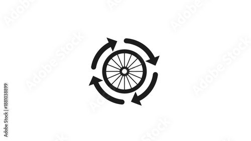 Bicycle wheel with circular arrows