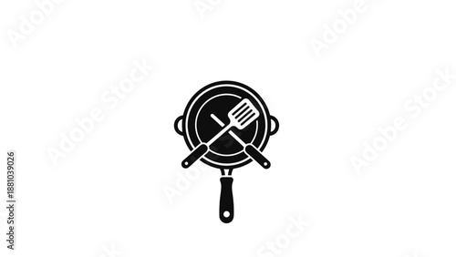 Frying pan and spatula illustration