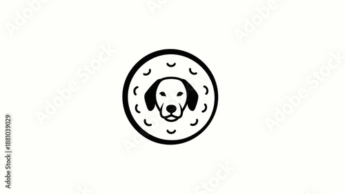Dog Face Logo with Circular Pattern