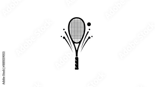 Tennis racket with ball and abstract burst