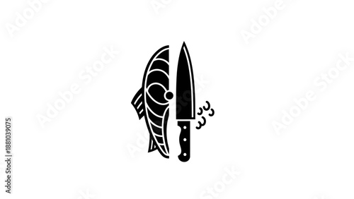 Fish steak and chef knife icon