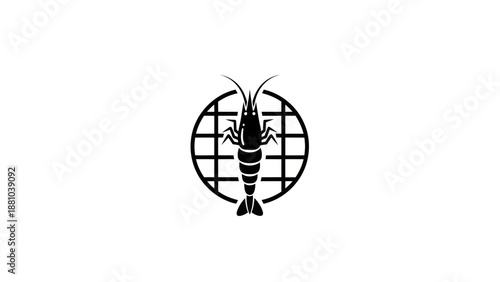 Shrimp inside circular grid logo