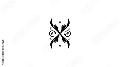 Interlocking Hands with Currency Symbols