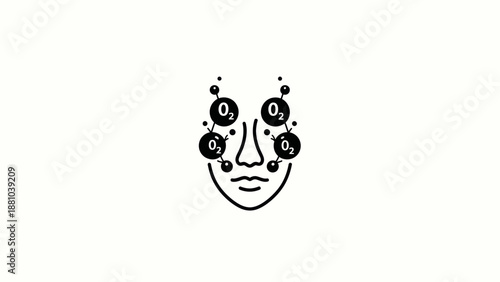 Abstract face with oxygen molecules illustration