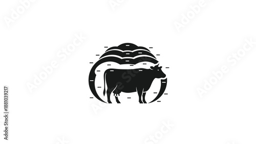 Black cow in a circular abstract shape logo