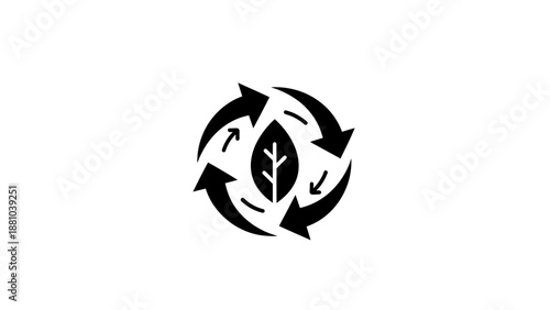 Circular Arrows Around Leaf Icon
