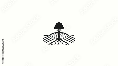 Tree with visible roots graphic