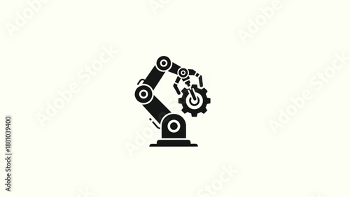 Robotic arm holding a gear