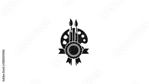 Art palette with brushes and medal icon
