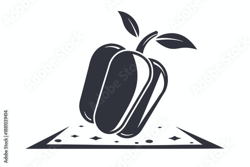 Exotic tamarind pod with stylized abstract shape, isolated on white background vector illustration