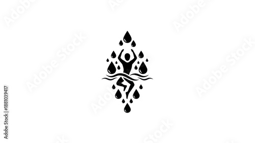 Silhouette of person swimming amidst water drops