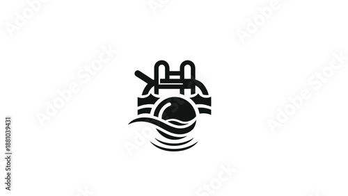 Swimming Pool Ladder and Water Icon