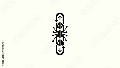 Abstract Interlocking Links with Arrows and Dollar Signs