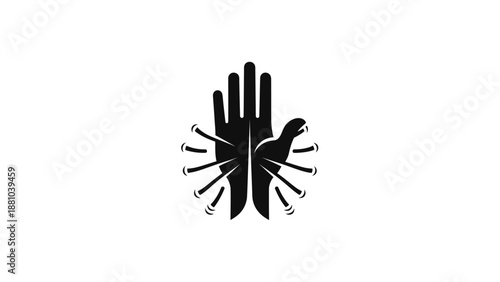 Black hand silhouette pierced by needles