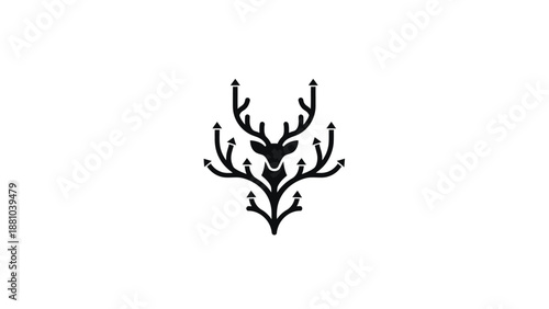 Deer Head with Abstract Antlers and Arrows Logo