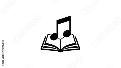 Open book with musical note illustration