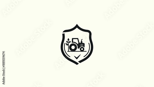 Tractor in Shield Icon