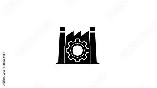Fotografía Industrial Factory Building with Gear Icon