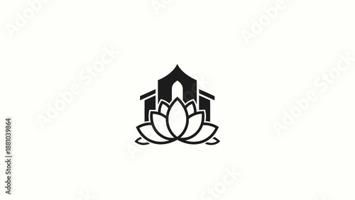 Lotus flower and building icon