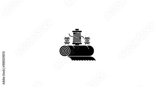 Spool of thread on fabric roll icon