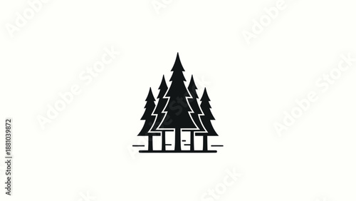 Abstract Pine Tree Forest Silhouette Logo