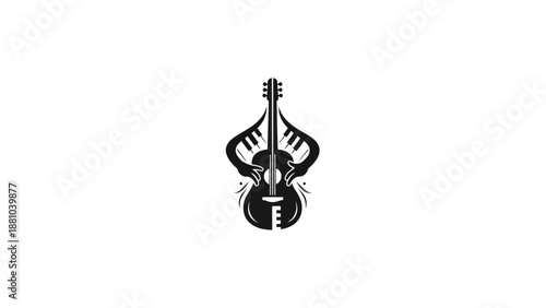 Abstract Double Bass and Piano Keys Music Symbol